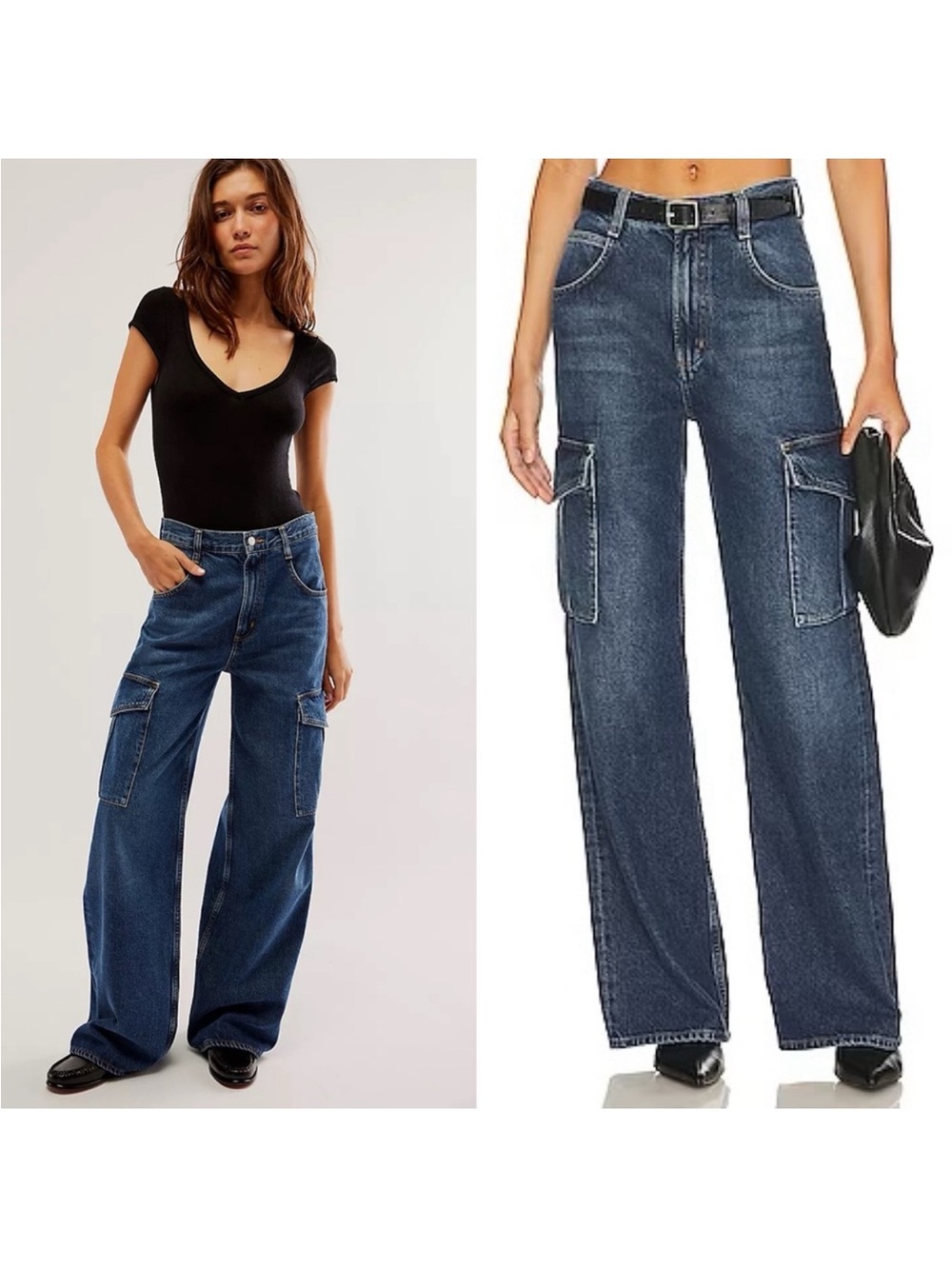 AGOLDE Minka Wide Leg Cargo Jeans Dark Blue Size 25